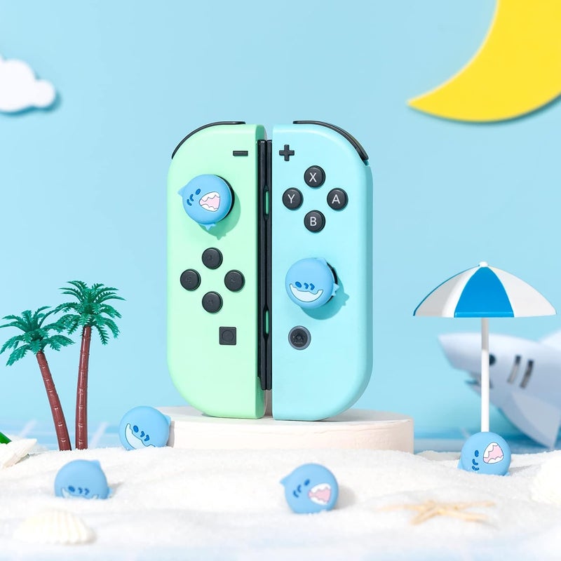 GEEKSHARE Cute Silicone Joy Con Thumb Grip Caps, Joystick Cover Compatible with Switch/OLED/Switch Lite,4PCS - Little Shark - Image 5